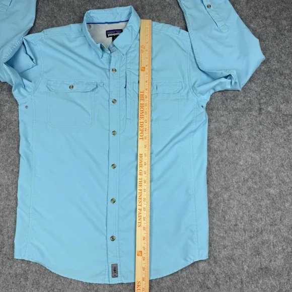 Patagonia Sol Patrol Fishing Shirt Mens Medium Turquoise Long Sleeve Ripstop - Picture 7 of 15